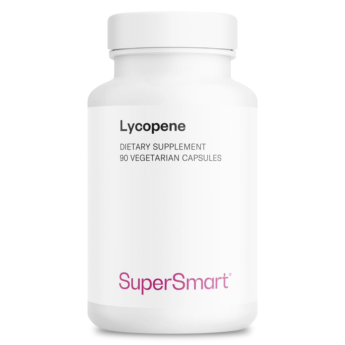 Supersmart Lycopene capsules bottle shows high-potency tomato extract for daily antioxidant support.