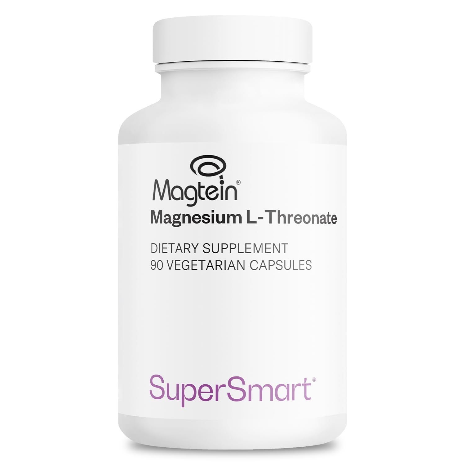 Supersmart Magtein bottle front showing premium magnesium L-threonate supplement.