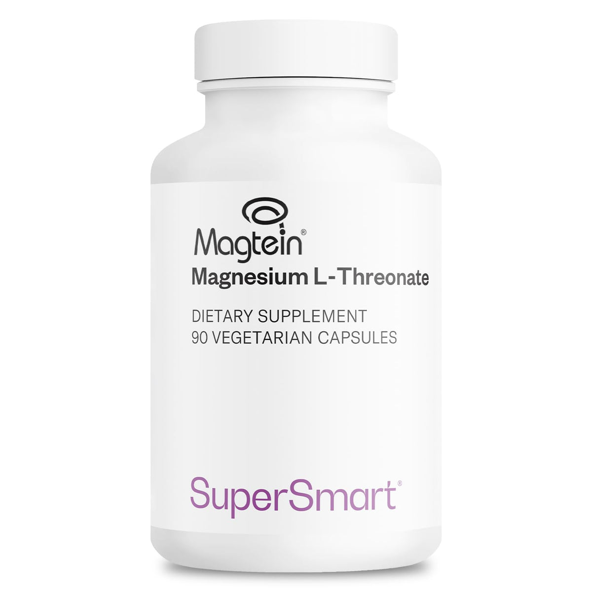 Supersmart Magtein bottle front showing premium magnesium L-threonate supplement.
