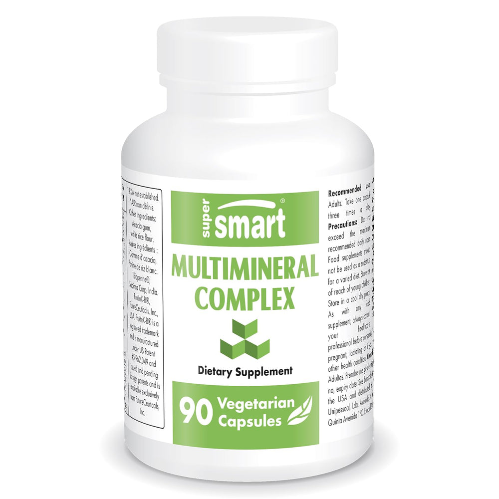 Supersmart Multimineral bottle front showing non-GMO gluten-free labeling for everyday mineral support.