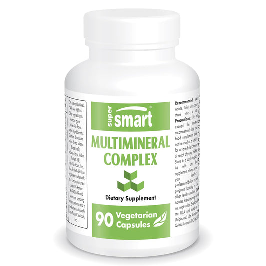 Supersmart Multimineral bottle front showing non-GMO gluten-free labeling for everyday mineral support.