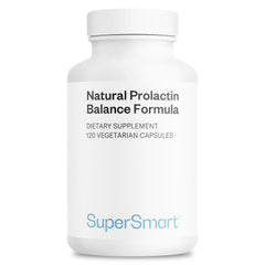 Supersmart Natural Prolactin Balance bottle close-up with clear label for daily wellness