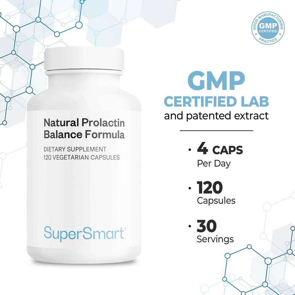 Supersmart Prolactin Balance capsules lined beside dosage instructions