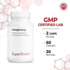 Supersmart Panax Notoginseng capsules dispensed in hand for convenient use
