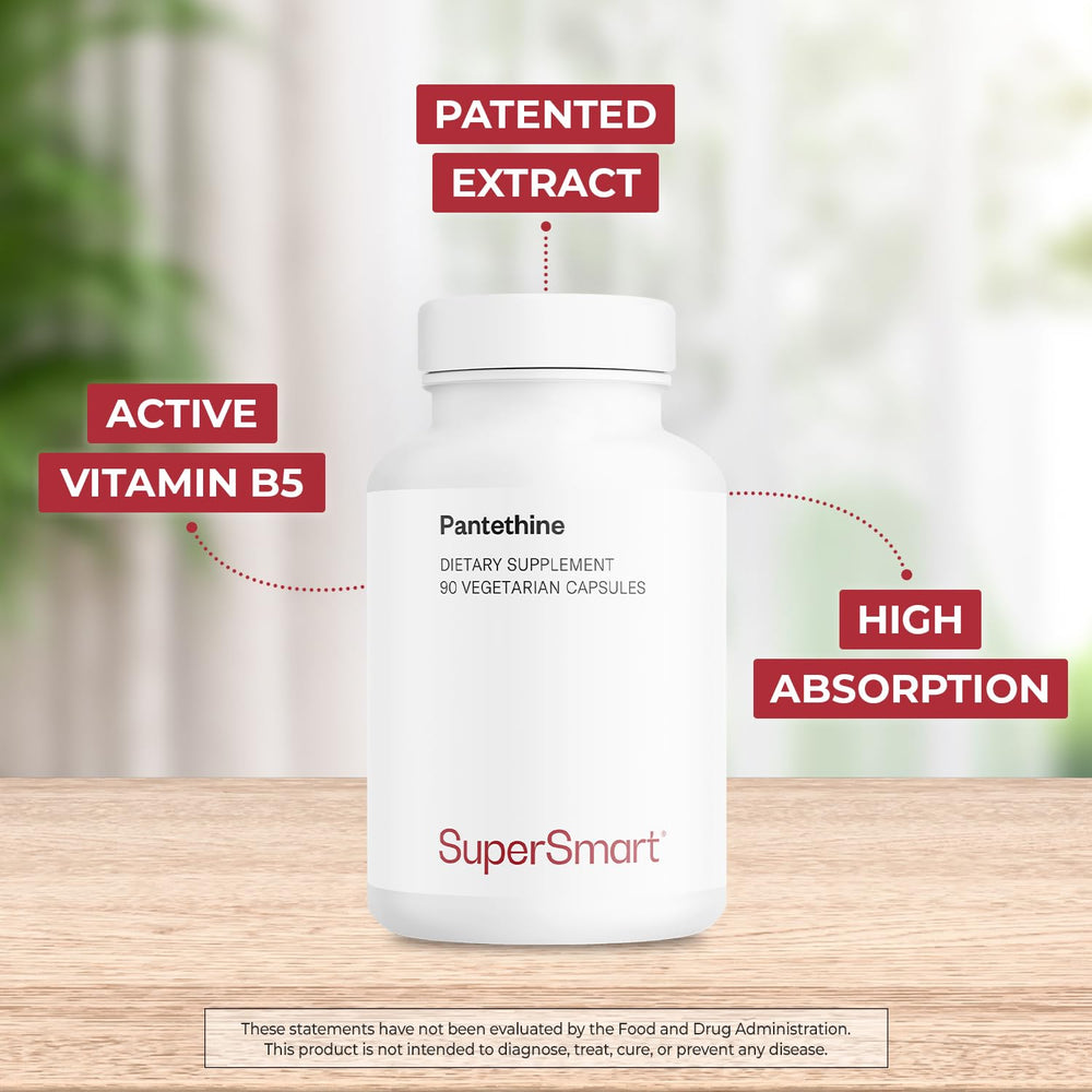 Pantethine label close-up highlighting non-GMO and gluten-free features