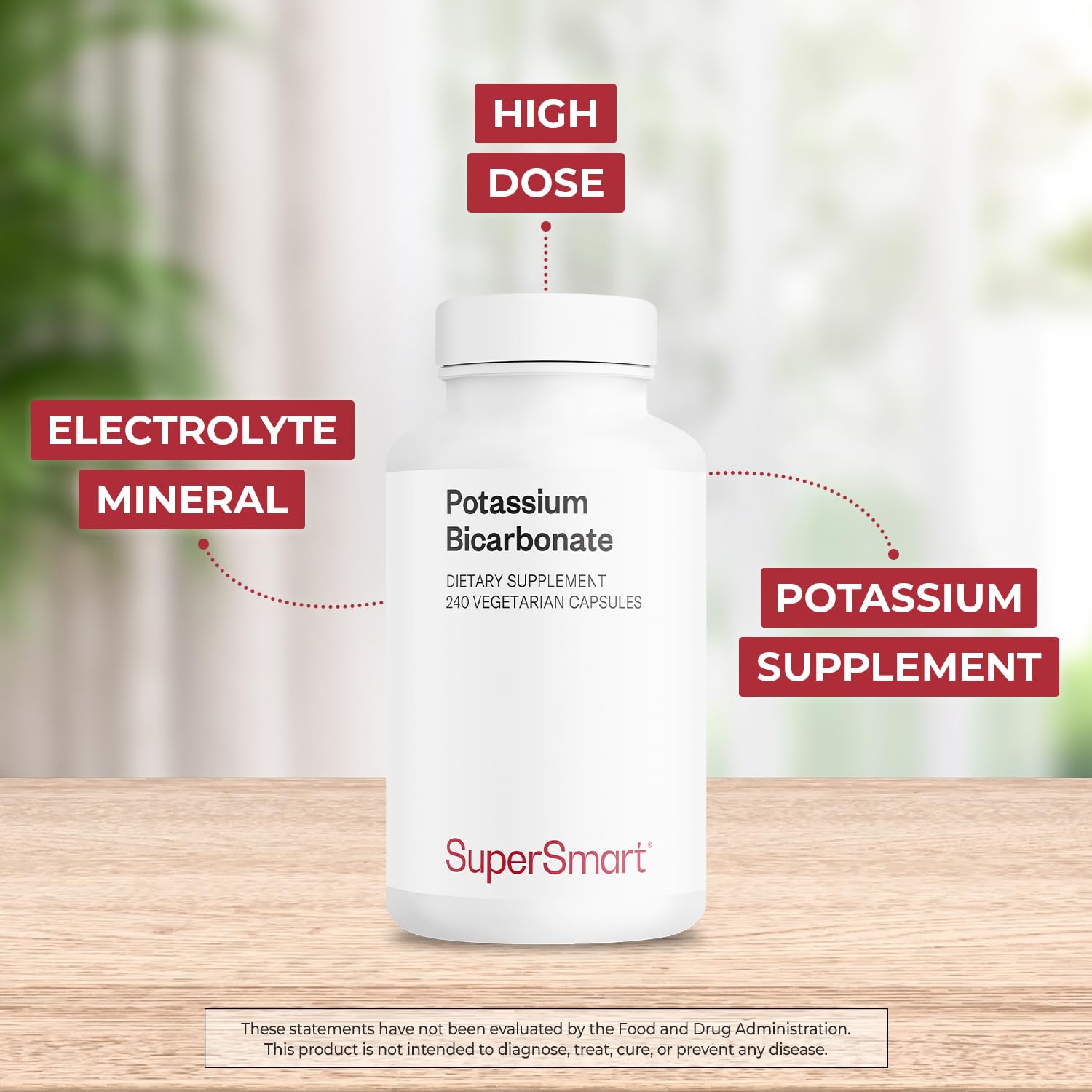 Supersmart Potassium Bicarbonate capsules close-up for easy daily supplementation