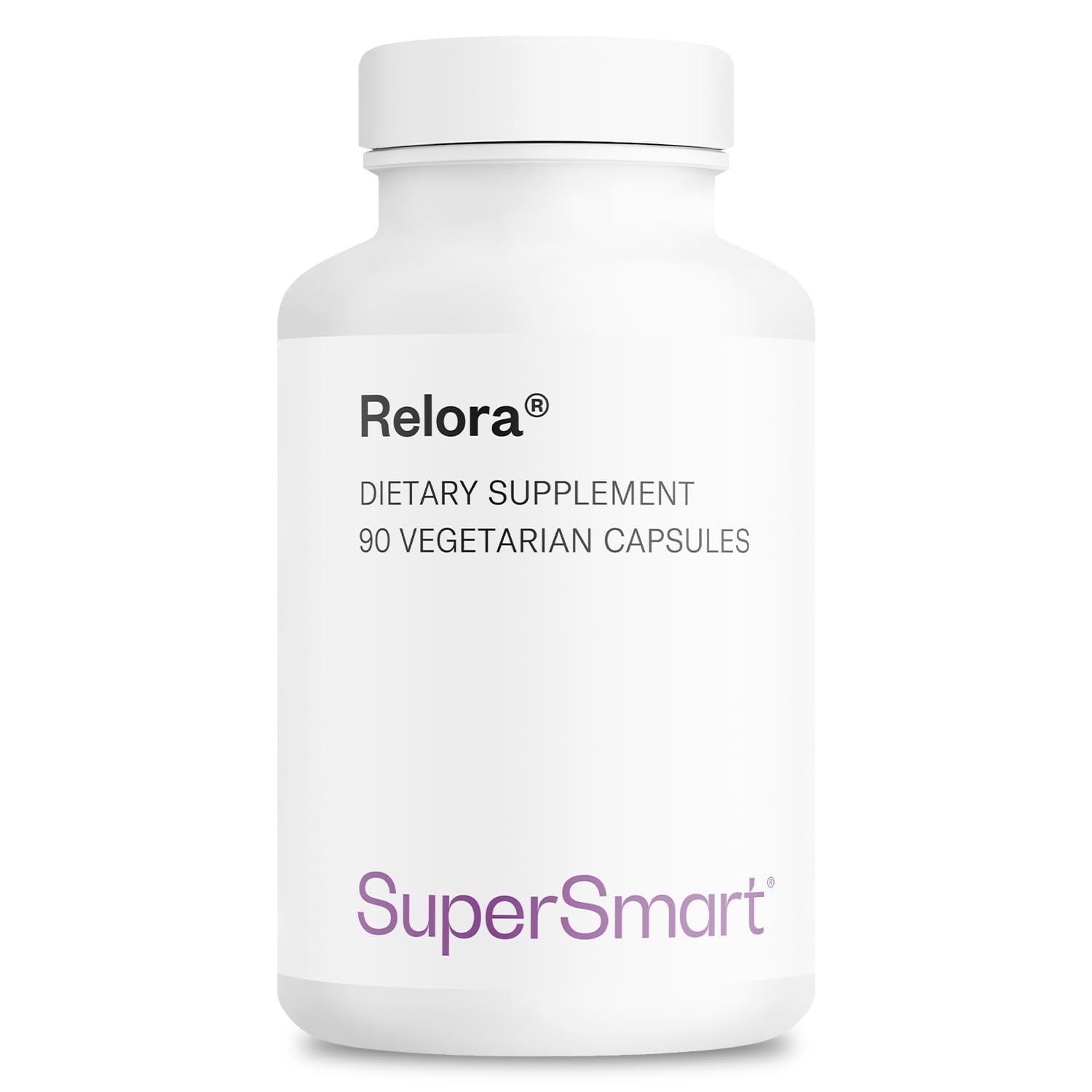 Supersmart Relora 750mg bottle with capsules for daily use