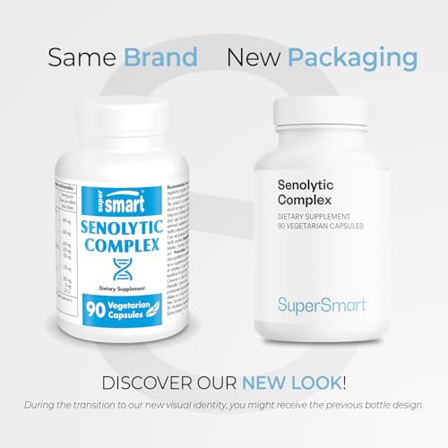 Supersmart Senolytic capsules closeup showing vegetarian capsules for daily wellness.