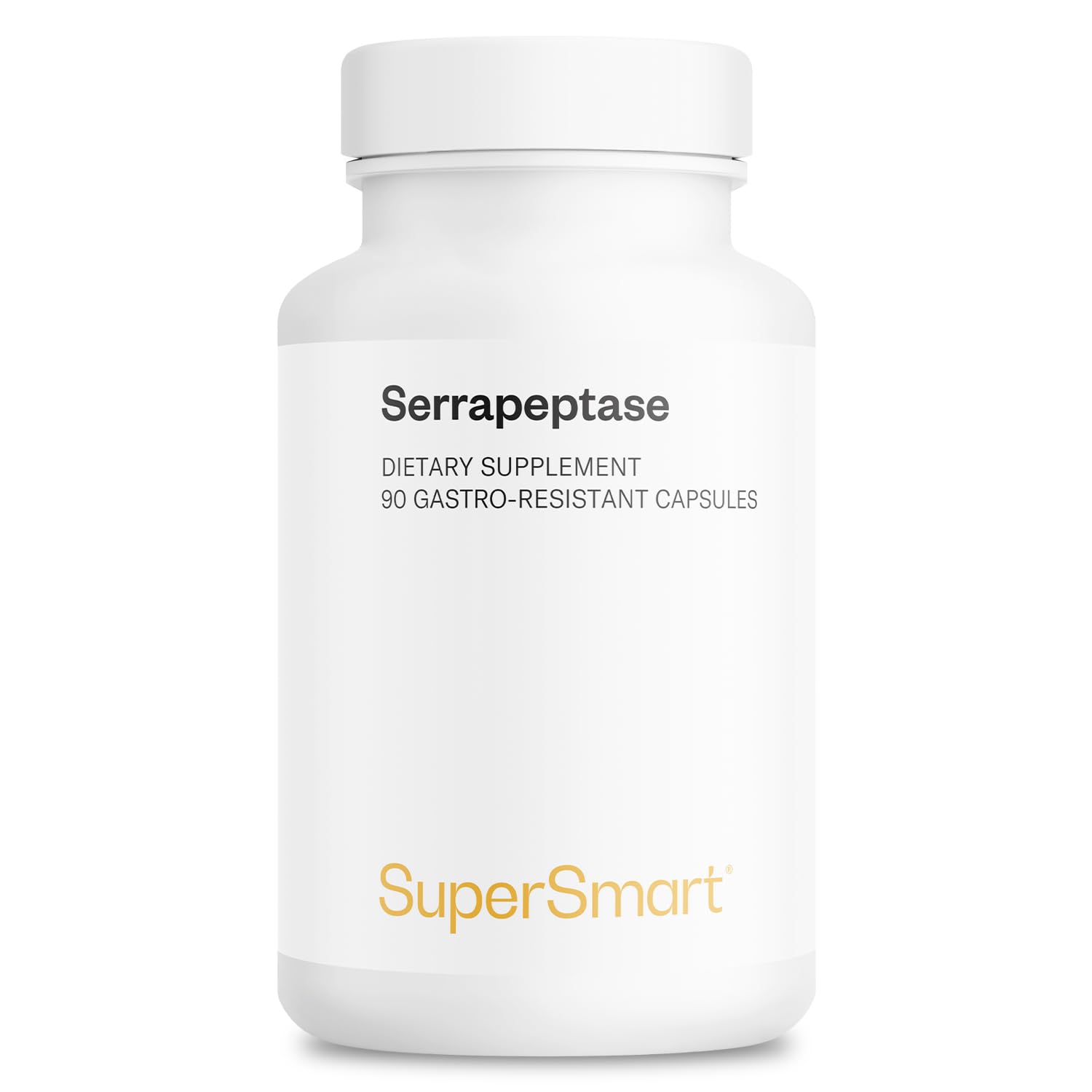 Supersmart Serrapeptase bottle top view for easy daily use.