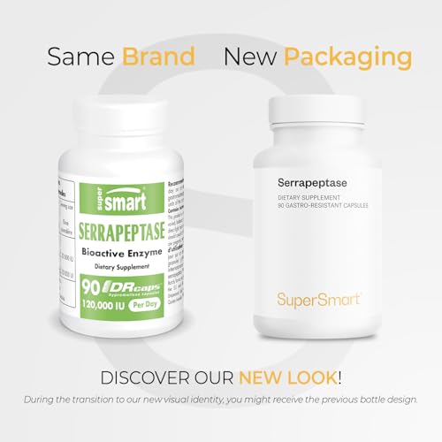 Supersmart Serrapeptase capsules close-up showing high-potency supplement.