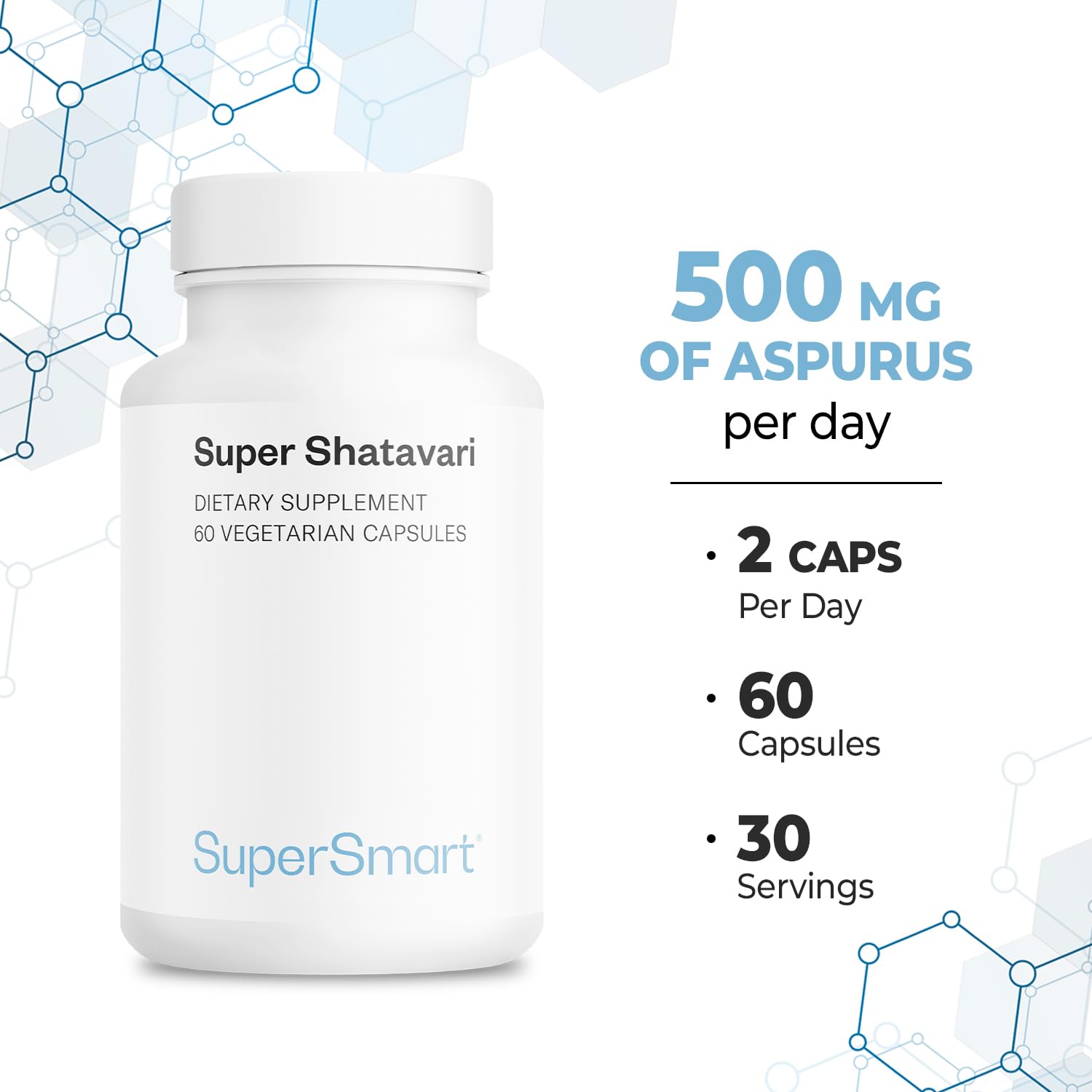 Supersmart Shatavari capsules dispense close-up for easy daily intake