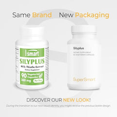 Close-up of SilyPlus capsules emphasizing Siliphos content for optimized delivery.