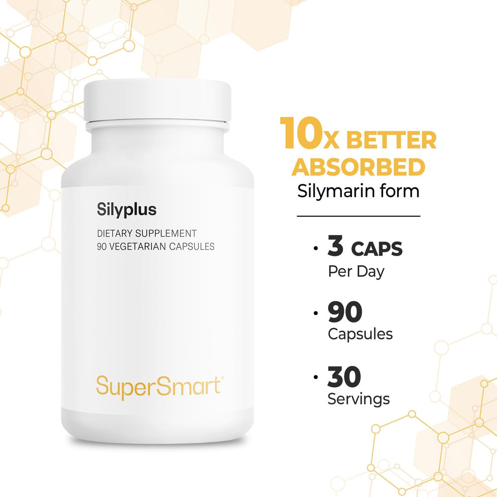 Daily dosage illustration for Supersmart SilyPlus showing three capsules per day.