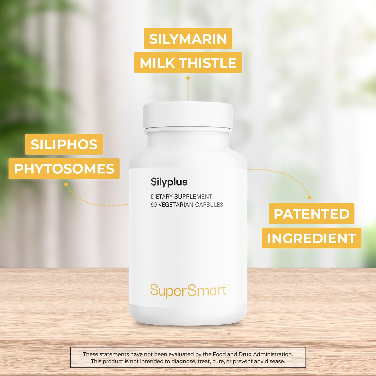 Graphic illustrating phytosome technology for enhanced silymarin absorption in Supersmart SilyPlus.