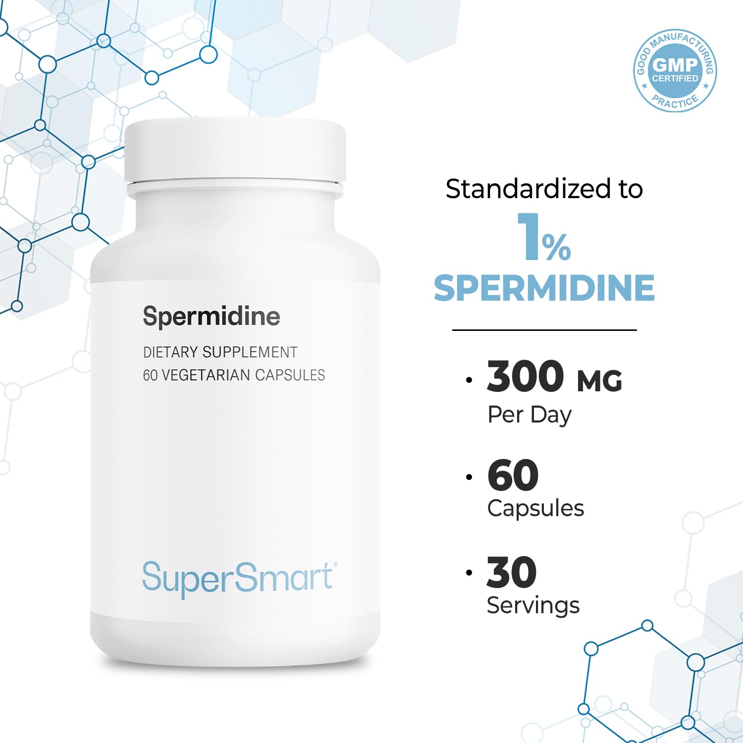 Supersmart Spermidine non-GMO gluten-free certification icons