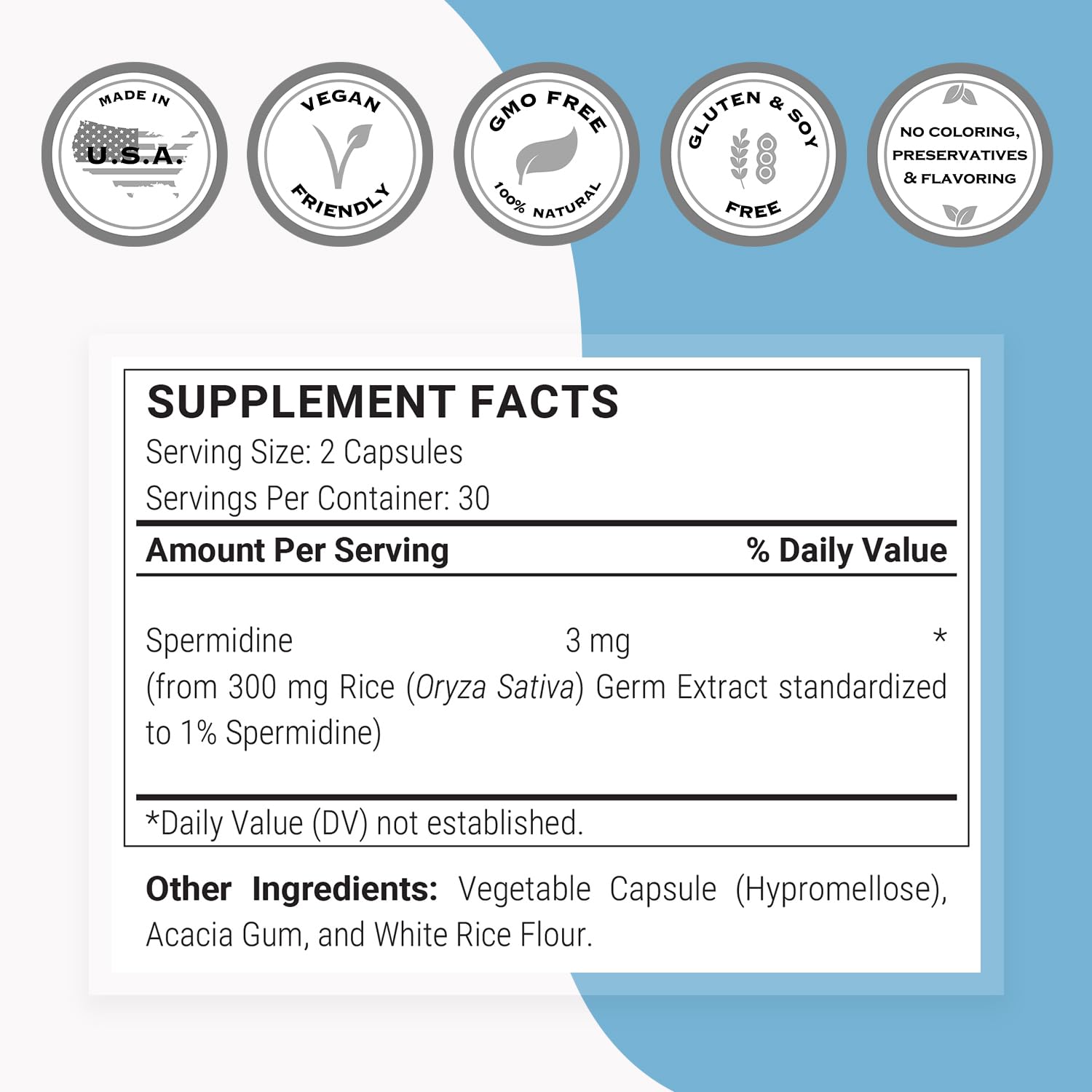 Supersmart Spermidine rice starch extract close-up highlighting standardization