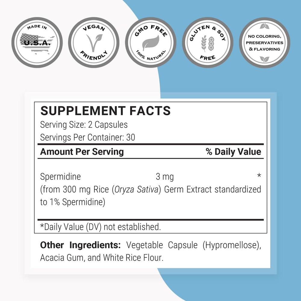 Supersmart Spermidine rice starch extract close-up highlighting standardization