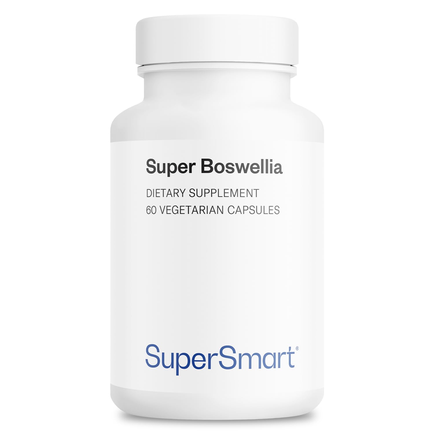 Supersmart Super Boswellia bottle showcases ApresFlex AKBA 20% extract for daily wellness.