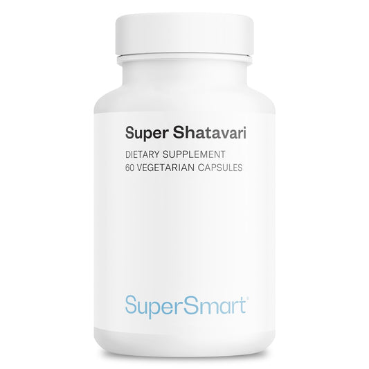 Supersmart Super Shatavari bottle front shows high potency formula for women's wellness