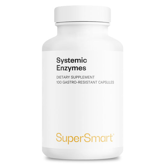 Supersmart Systemic Enzymes bottle highlighting high potency formula for daily support