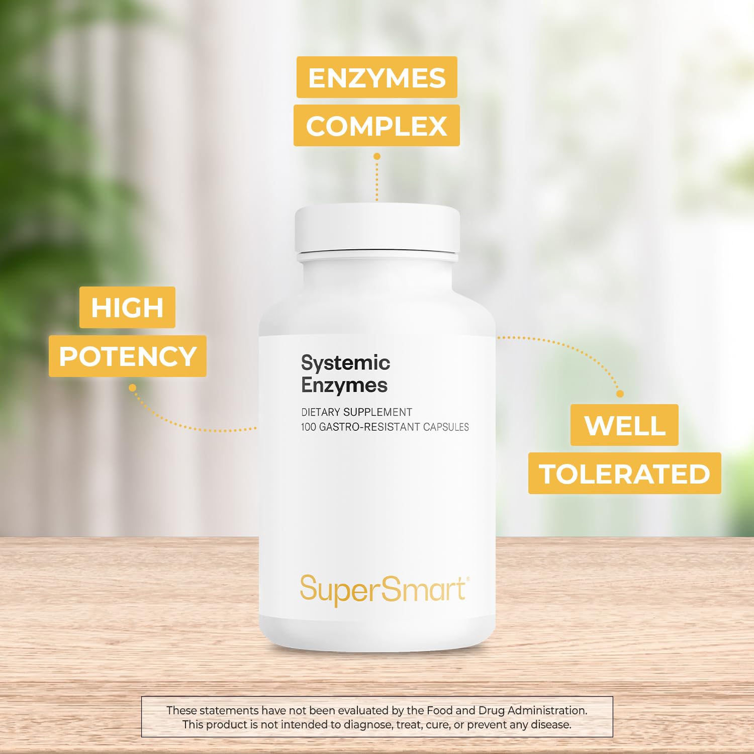 Supersmart Systemic Enzymes label detail showing bromelain content for potential benefits