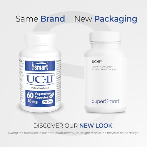 Closeup of Supersmart UC II capsules showing vegetarian, gluten-free formula.