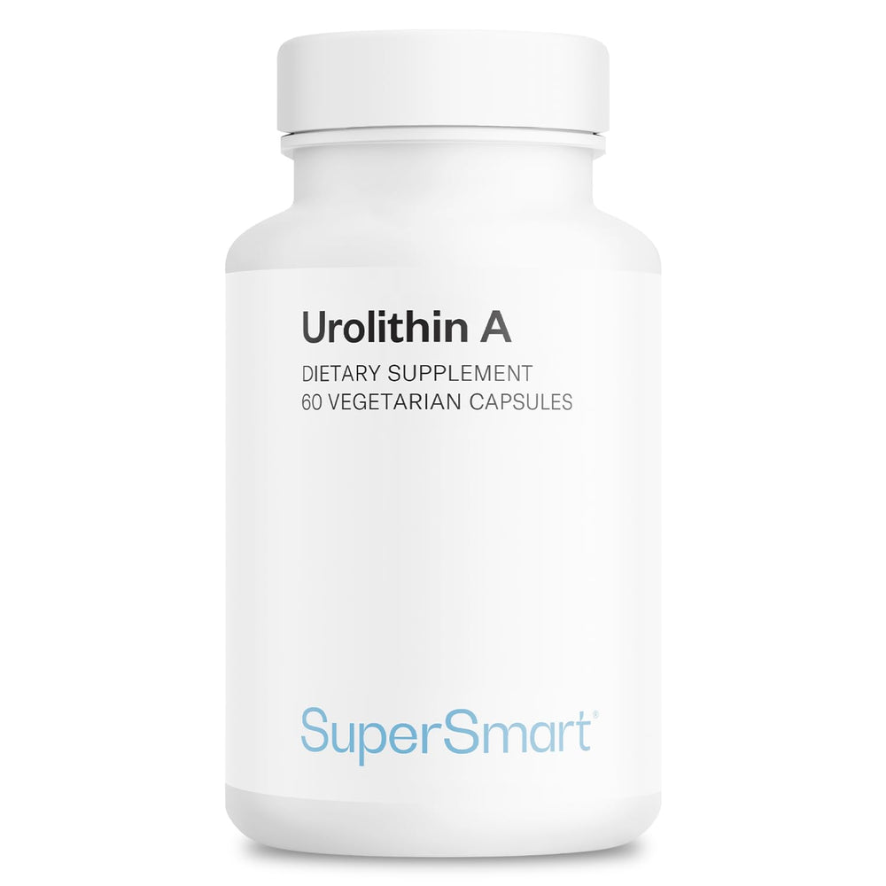Supersmart Urolithin A bottle ready for daily vegan, gluten-free supplementation.