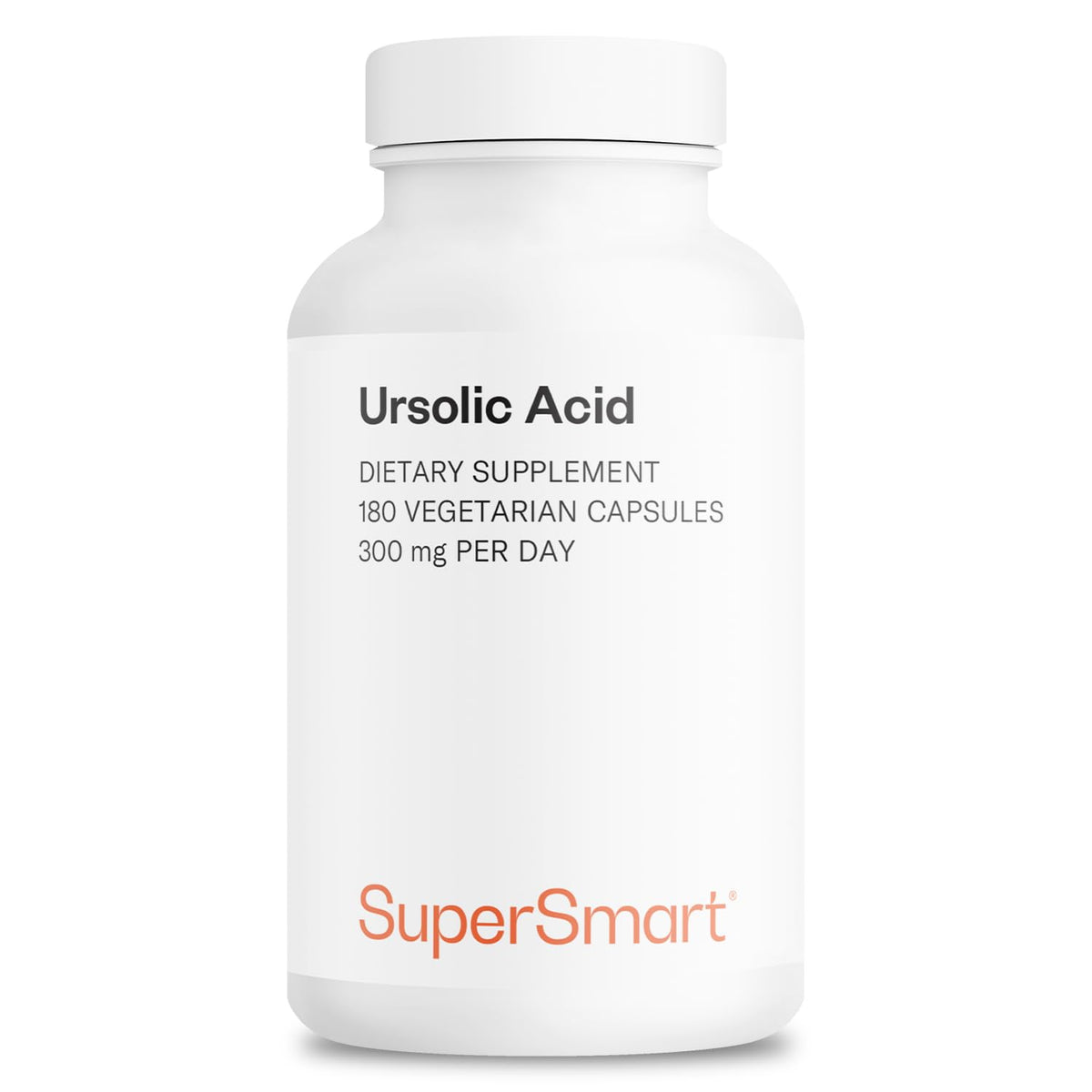 Supersmart ursolic acid capsules in a bottle for daily use.