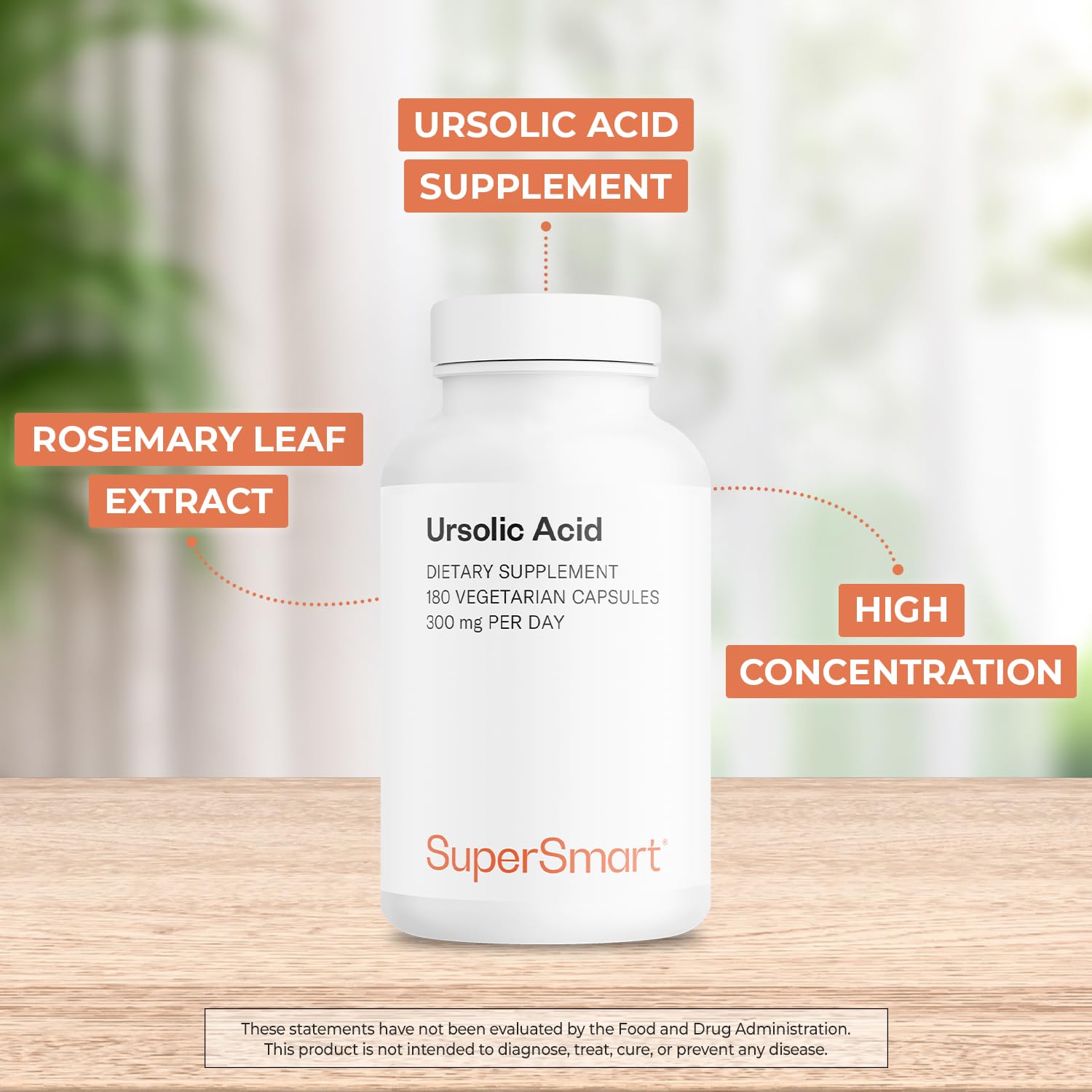 Close-up of Supersmart ursolic acid capsules for easy daily intake.