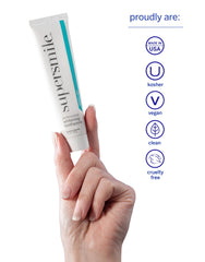 Supersmile bathroom setup with mint kit invites morning routine.