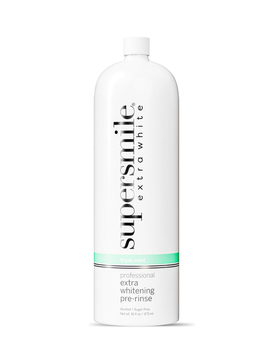 Supersmile Extra Whitening Pre-Rinse bottle ready for a pre-brushing whitening boost