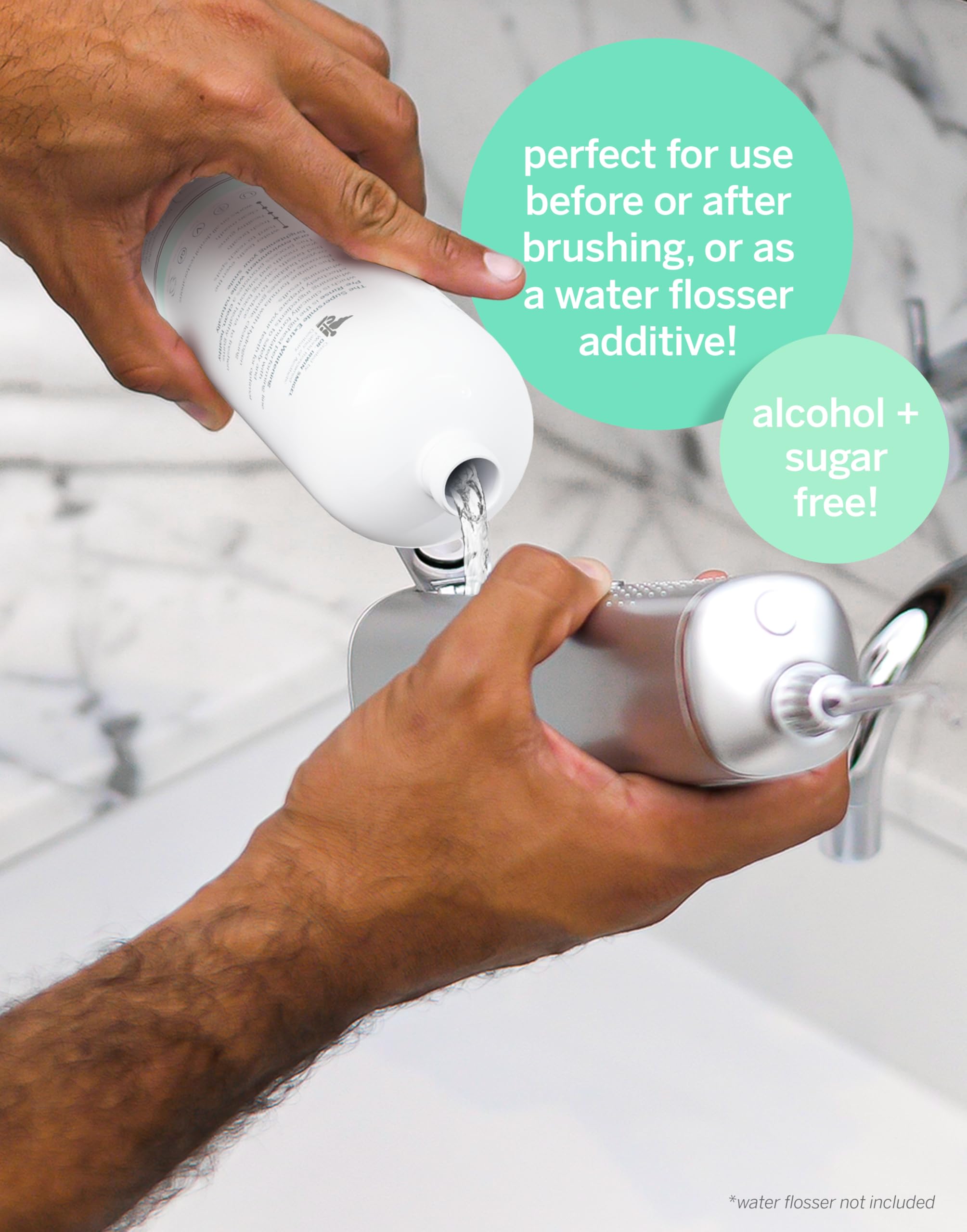 Supersmile Extra Whitening Pre-Rinse dose-pump demonstrates measured servings