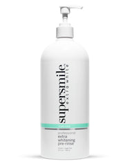 Supersmile Jumbo bottle front shows pre-rinse for brighter teeth