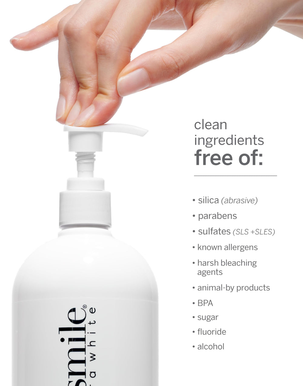 Supersmile Jumbo bottle pour demonstrates easy rinse for fresh breath