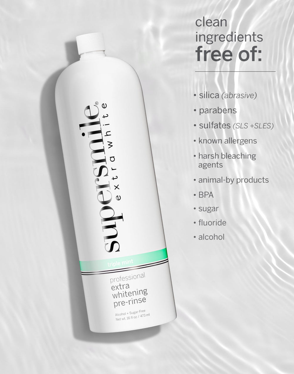 Supersmile Mouthwash glass shot for everyday pre-brush routine