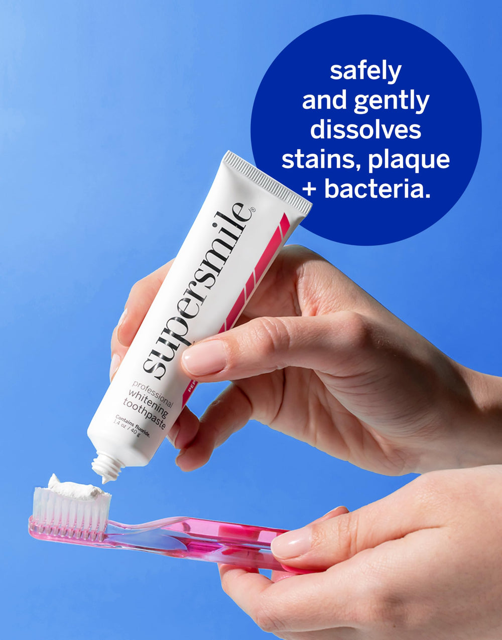 Bathroom scene with Supersmile Peppy Mint kit ready for daily use