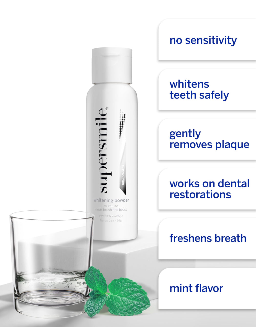 Supersmile triple-use boost step for enhanced whitening with a gentle formula