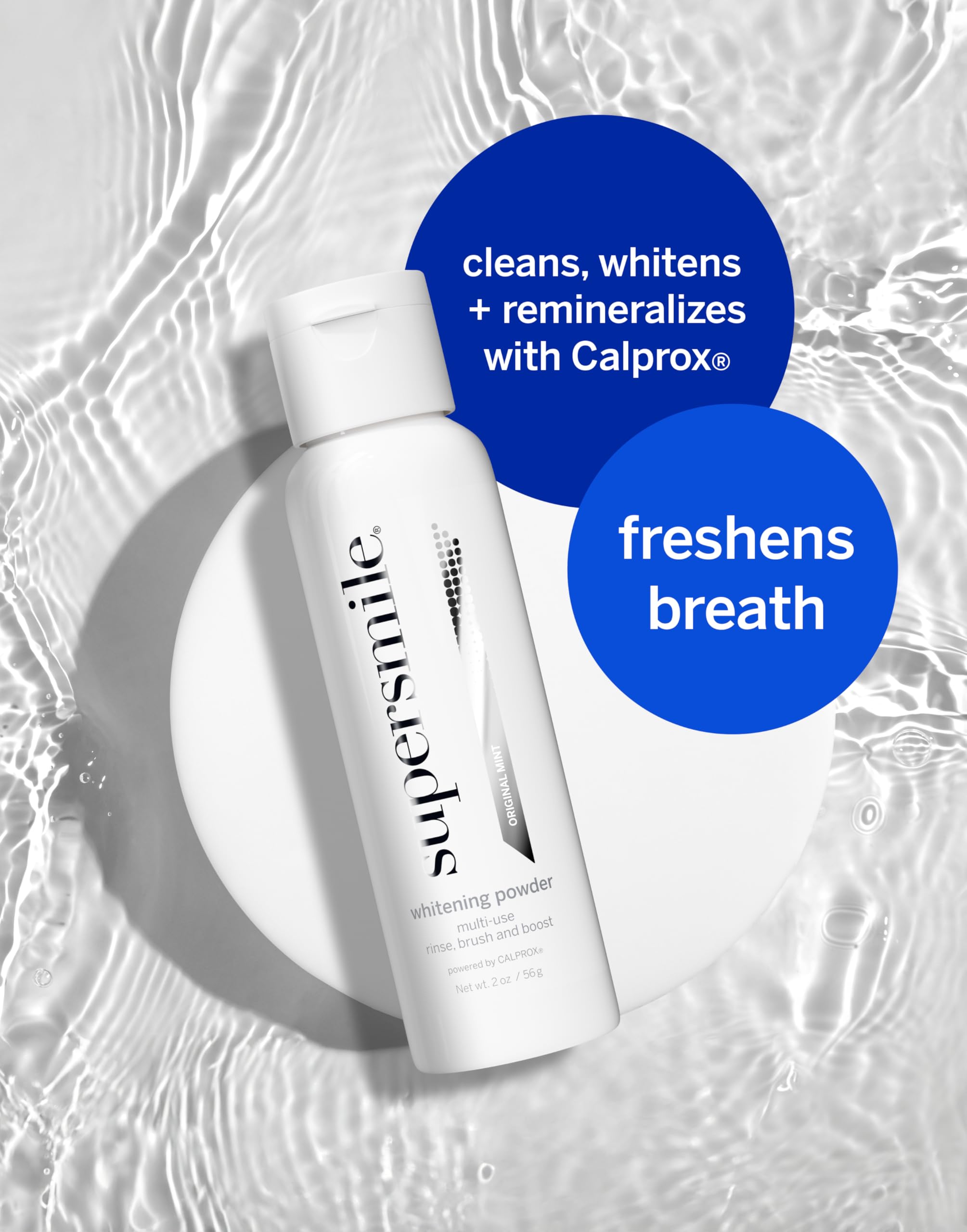 Supersmile triple-use brush dip for even whitening powder application