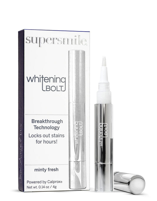 Supersmile Whitening Bolt bottle application shows quick stain-blocking action