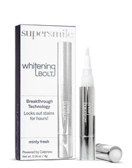 Supersmile Whitening Bolt bottle application shows quick stain-blocking action