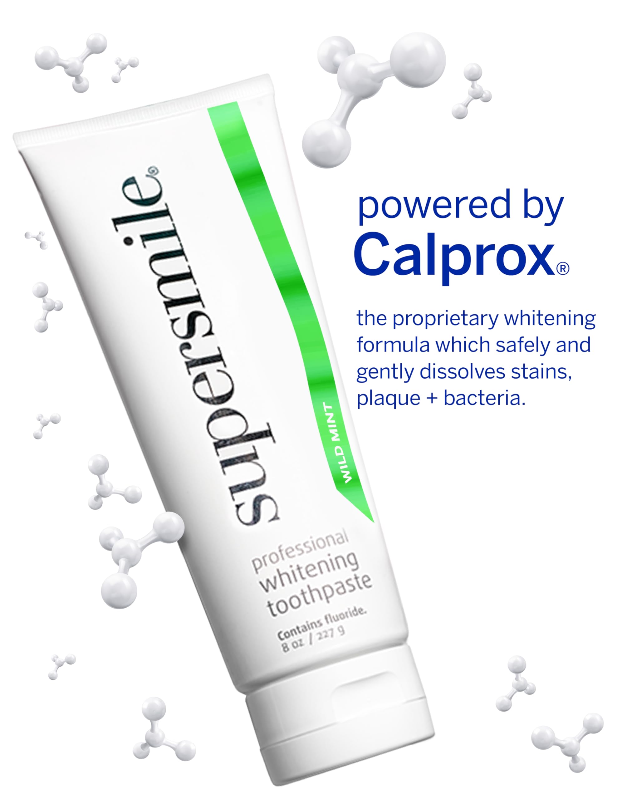 Supersmile Wild Mint whitening accelerator 8oz bottle for paired whitening action.