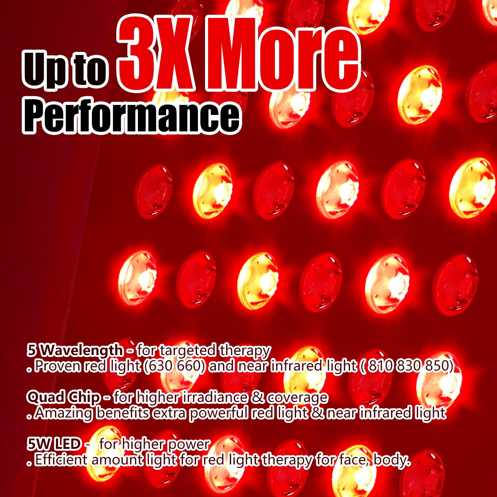 Supersred 63-led beads close-up showing bright, focused light output.