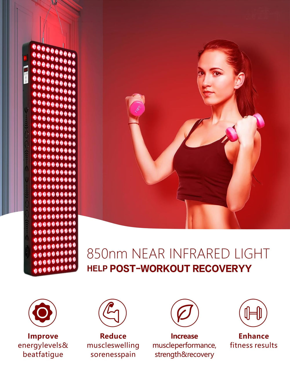 Supersred control panel with timer enables scheduled at-home sessions.