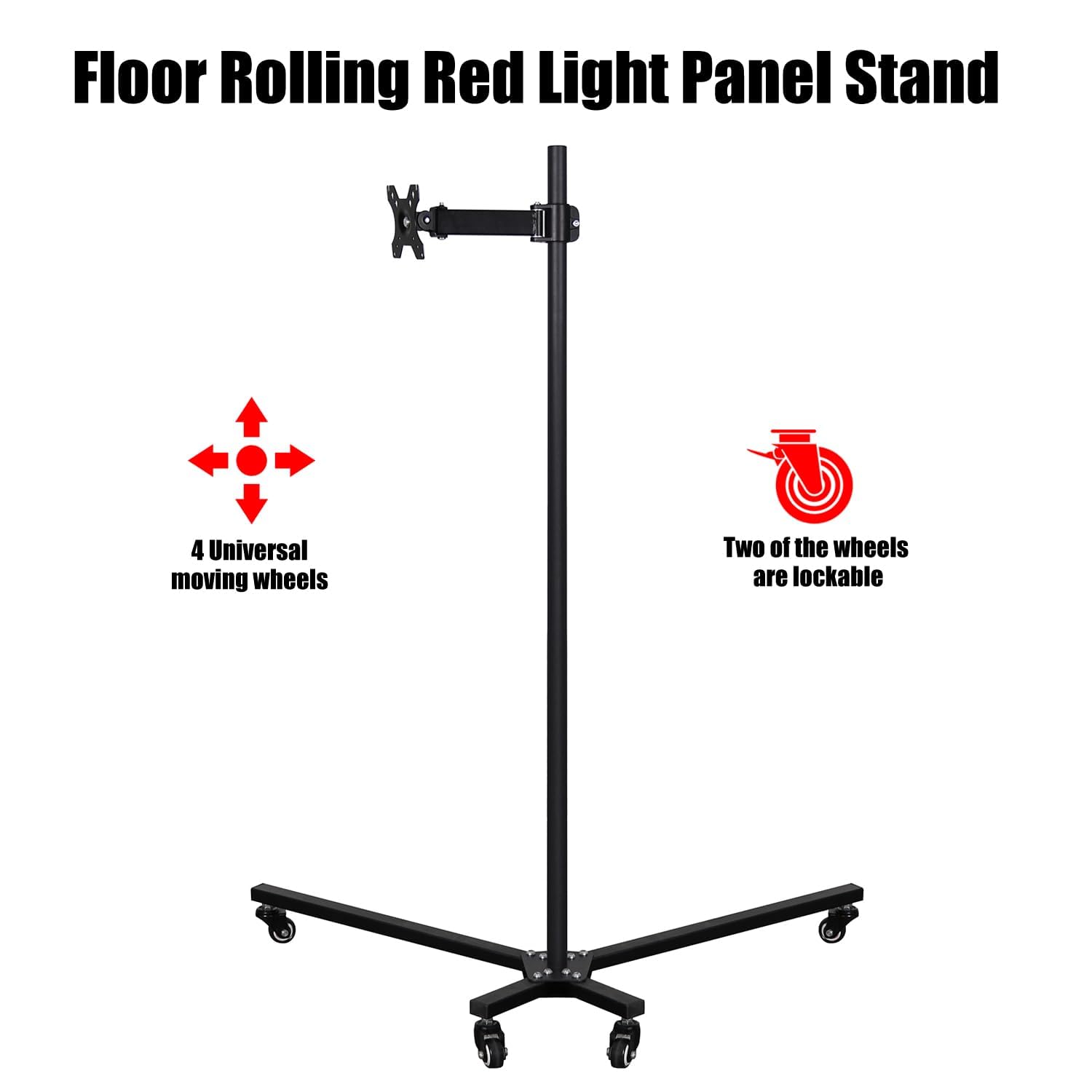 Supersred height adjustable stand set to optimize distance from the body.
