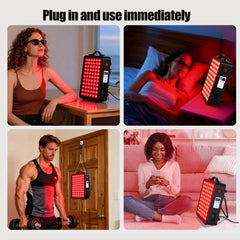 Supersred therapy panel side view on portable stand for easy setup at home.