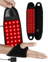 Supersred Therawrap wrist wrap close-up with dual LEDs for at-home light therapy