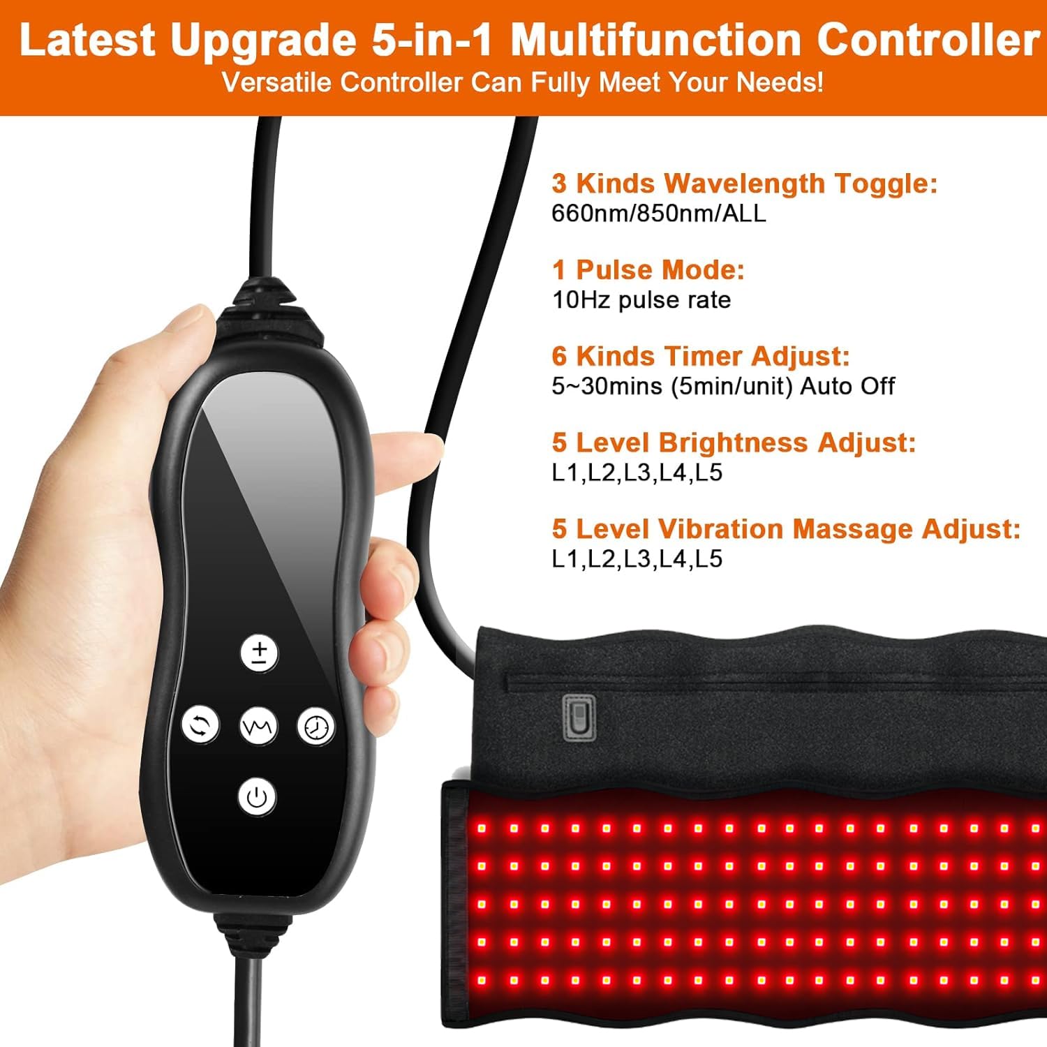 Five-level vibration massage enhances comfort during sessions.