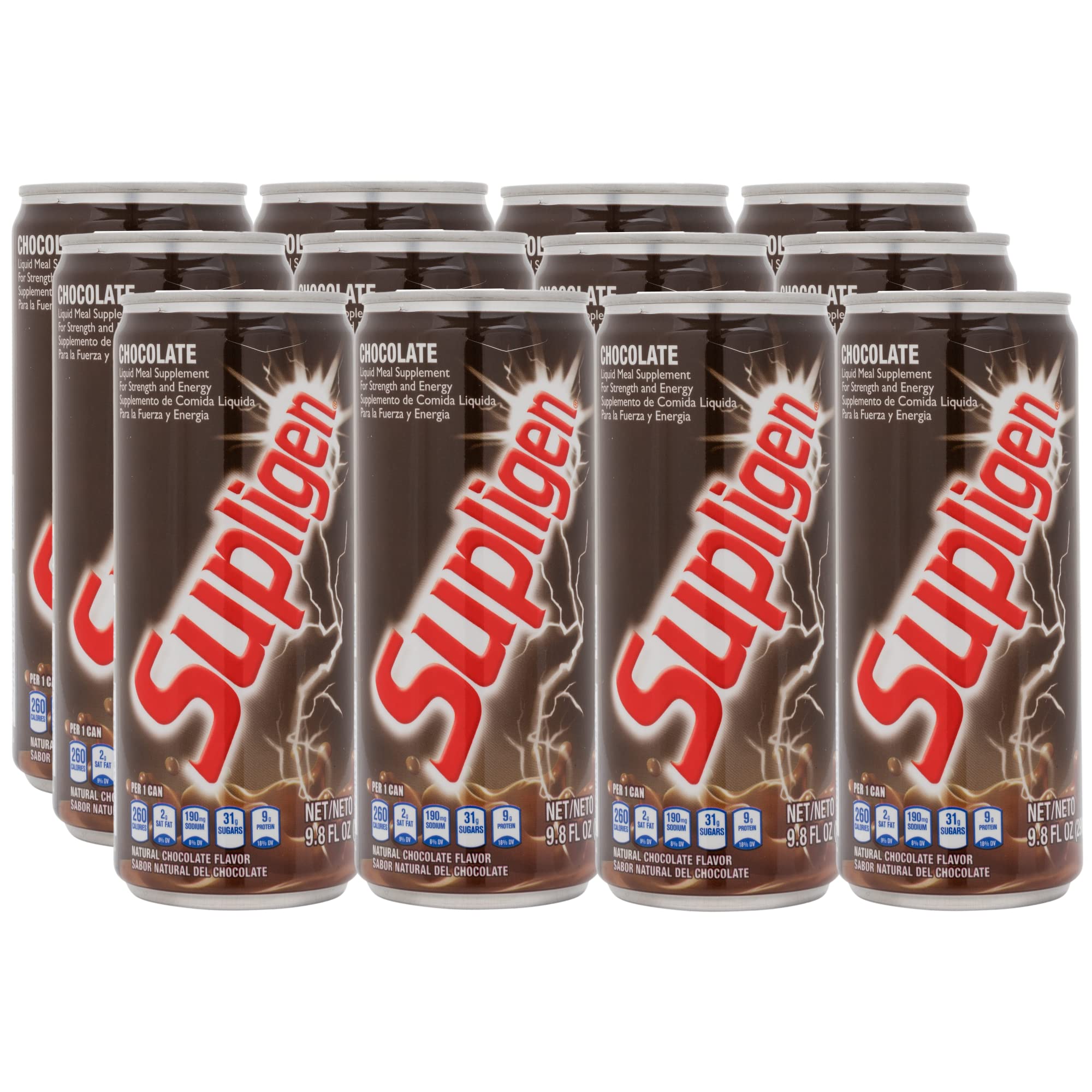 Supligen Chocolate Liquid Meal bottle on a kitchen counter for quick nutrition