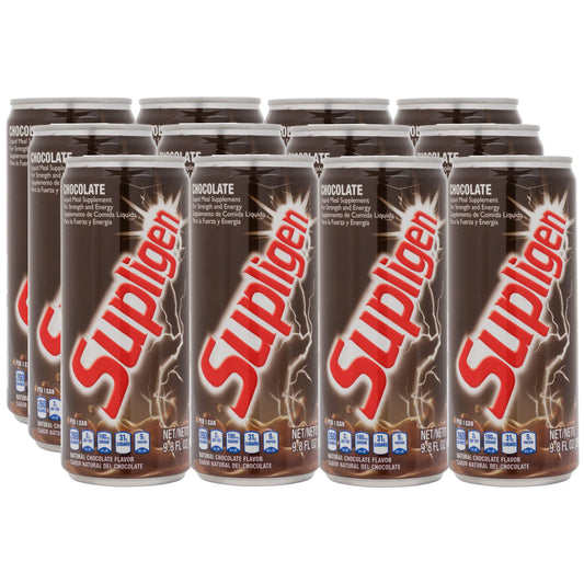 Supligen Chocolate Liquid Meal bottle on a kitchen counter for quick nutrition