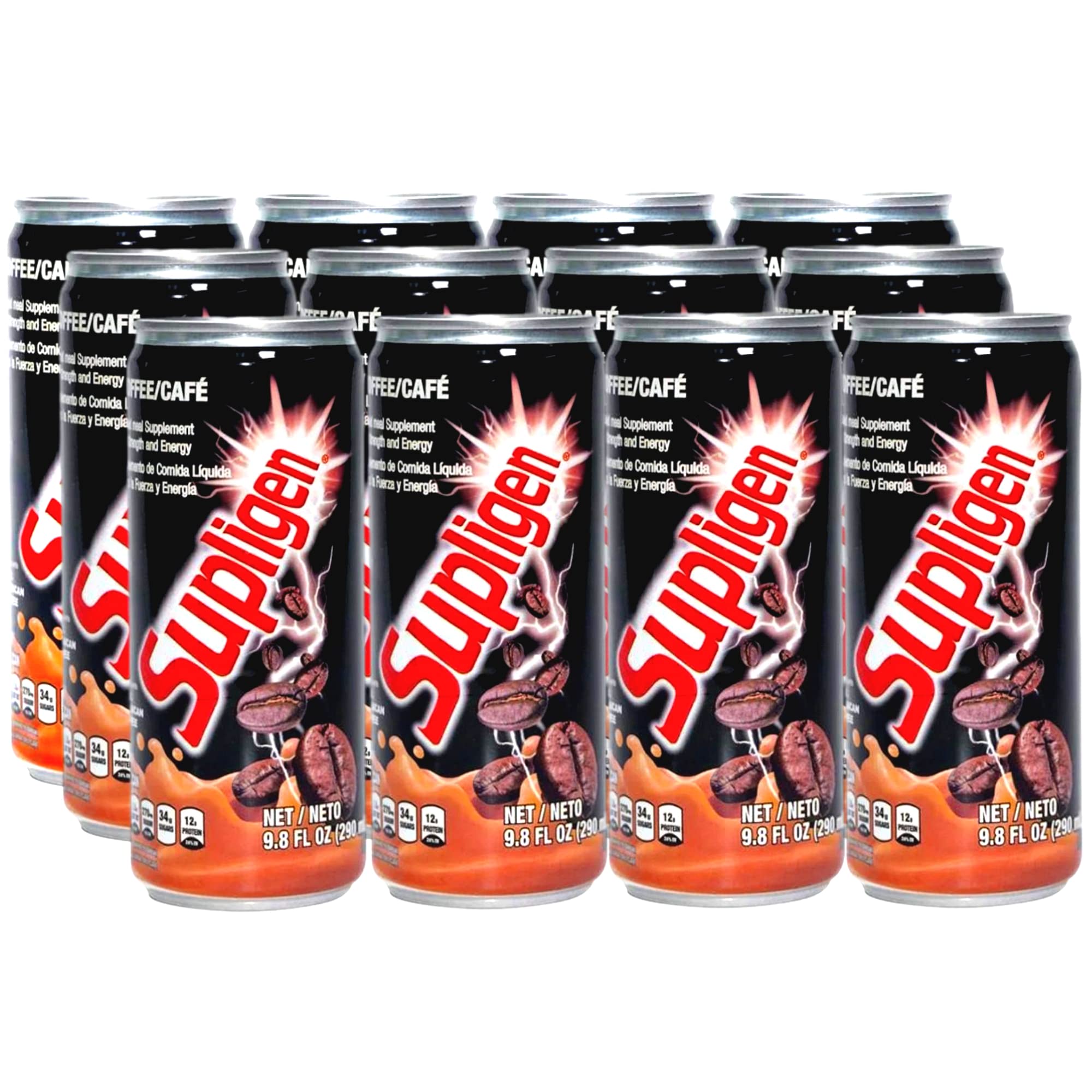Supligen Coffee liquid bottle front view for on-the-go energy and nutrition.